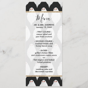 Scary White Halloween Ghosts Watercolor Pattern Menu