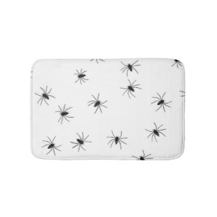 Scary White with Black Spiders Halloween Bath Mat