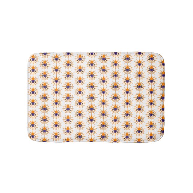 Scary White with Black Spiders Halloween Bath Mat (Front)