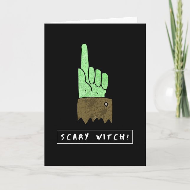 Scary Witch Funny Halloween Card (Front)