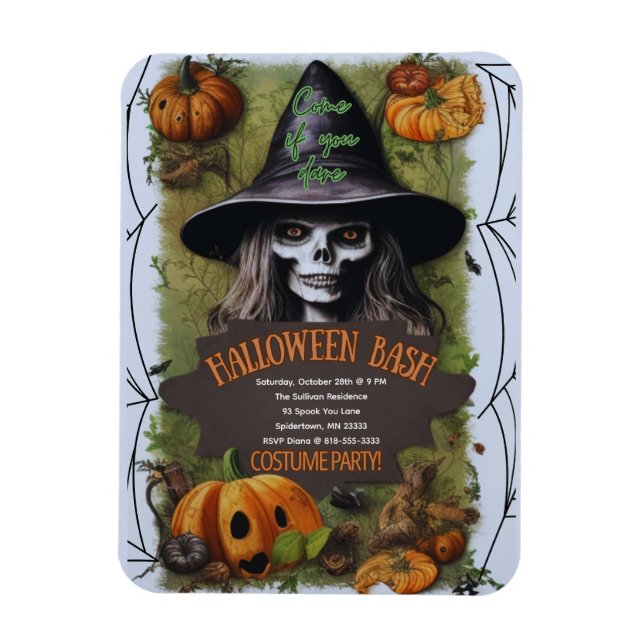 Scary Witch Halloween Bash Costume Party Magnet (Vertical)