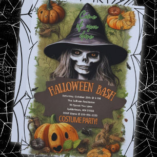 Scary Witch Halloween Costume Party Invitation