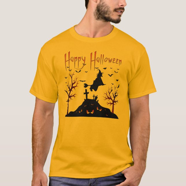 Scary Witch Happy Halloween T-Shirt (Front)