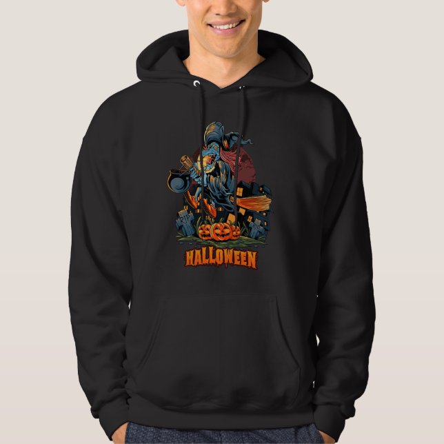 Scary Witch On a Broom   Hoodie (Front)