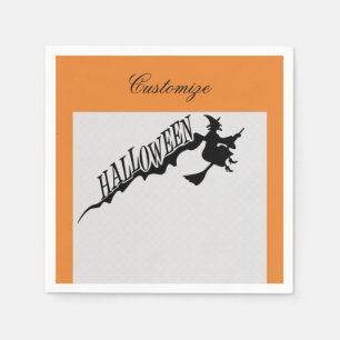 Scary Witch Riding Broom Halloween Thunder_Cove Napkin