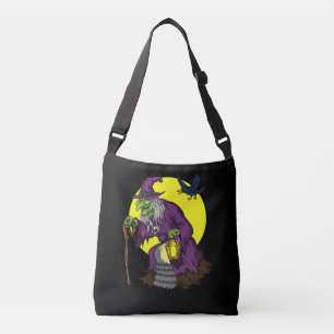 Scary Witch Spooky Raven Halloween Crossbody Bag