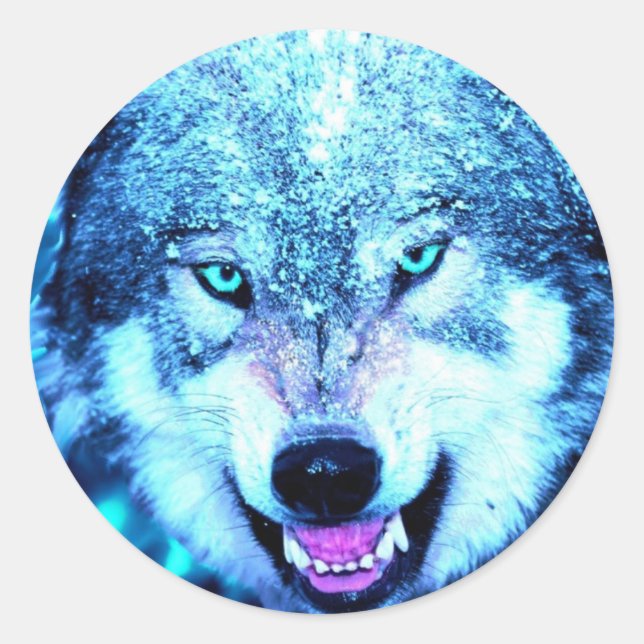 Scary wolf classic round sticker (Front)