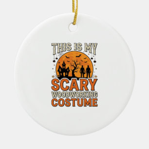 Scary Woodworking Costume Halloween Vintage Design Ceramic Ornament