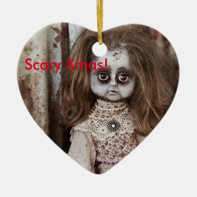 Scary Xmas Doll. Ceramic Ornament (Front)