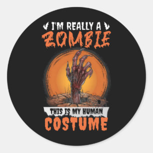 Scary Zombie Funny Halloween Costume Creepy Grave Classic Round Sticker