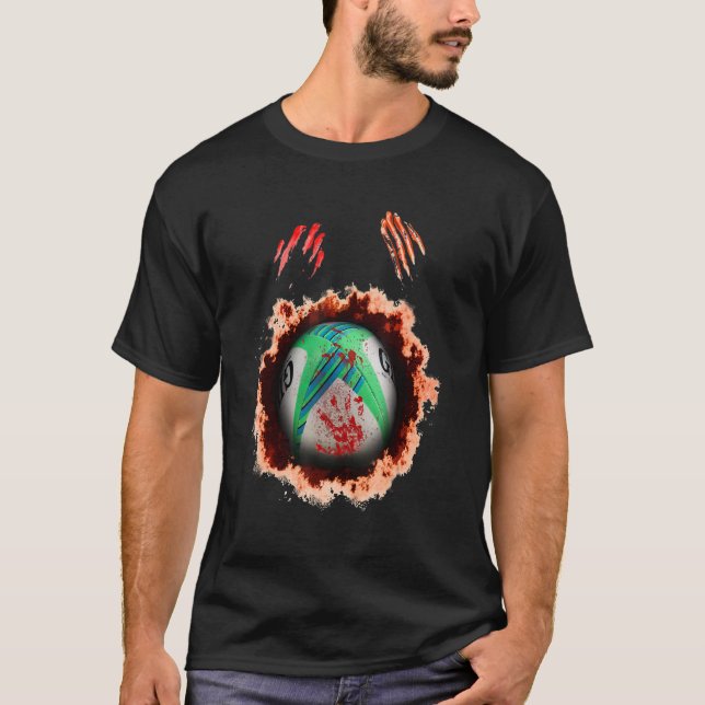 scary zombie player rugby creepy rugby ball T-Shirt (Front)