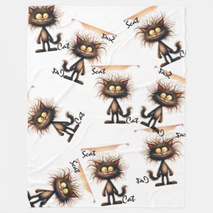Scat Cat Blanket Funny Wild‑Haired Cat