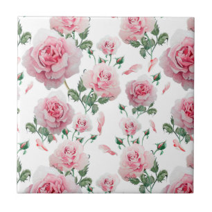 Scatter Pink Roses Pattern Ceramic Tile