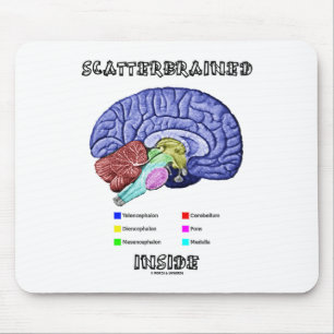 Scatterbrained Inside (Brain Anatomy Humour) Mouse Pad