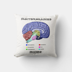 Scatterbrained Inside Brain Geek Humour Cushion