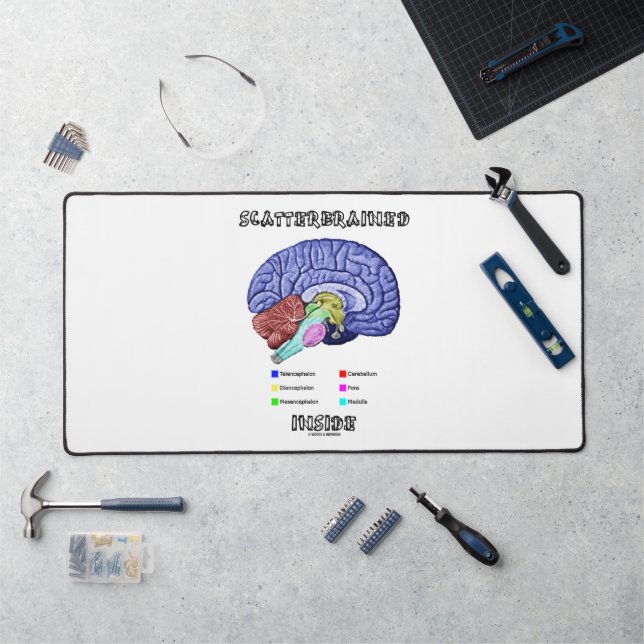 Scatterbrained Inside Brain Geek Humour Desk Mat (Workstation)