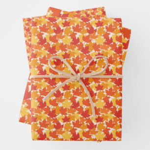 Scattered Autumn Leaves Wrapping Paper Sheet
