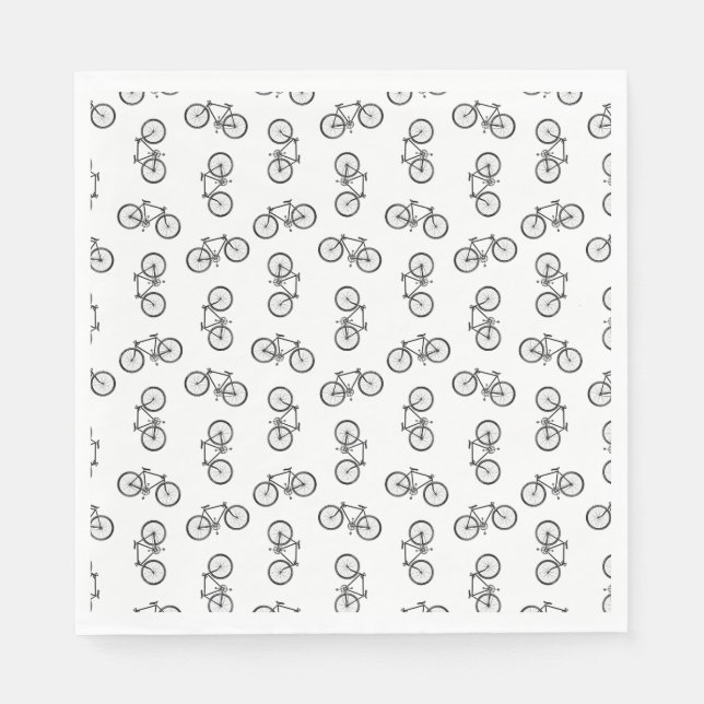 Scattered Bicycles Print Pattern CUSTOM BG COLOR Napkin (Front)
