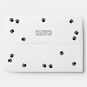 Scattered Black Paws Pet Photo Return Address Envelope