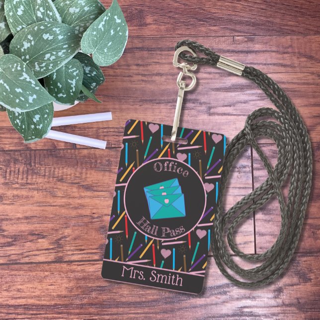 Scattered Coloured Pencils | Office Hall Pass Badg ID Badge (Creator Uploaded)