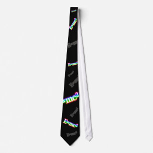 Scattered Colourful Glowing E=mc2 Black Geek Tie