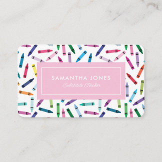 Scattered Crayons Substitute Teacher Contact Info Business Card