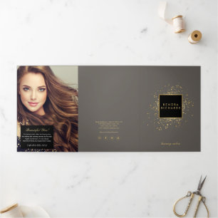 Scattered Faux Gold Confetti on Grey Brochure