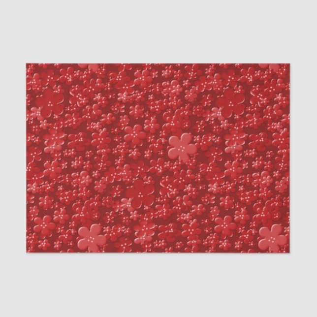 Scattered Flowers-Red-TISSUE WRAPPING PAPER (Front)
