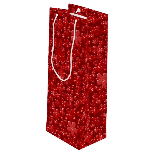 Scattered Flowers, Red-WINE GIFT BAG (Back Angled)