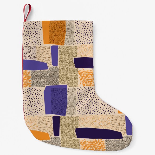 Scattered Geometric Line Shapes. Abstract Backgrou Small Christmas Stocking (Front)