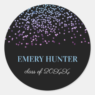 Scattered Glitter Blue and Purple Classic Round Sticker