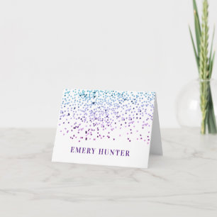 Scattered Glitter Blue and Purple Note Card