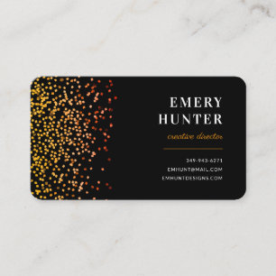 Scattered Glitter Gold and Orange Business Card