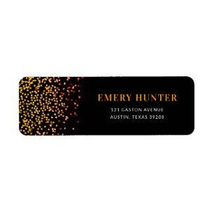 Scattered Glitter Gold and Orange Return Address Label