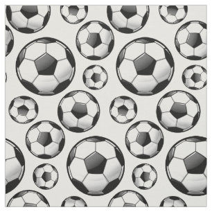 Scattered Glossy Round Soccer Balls White Fabric