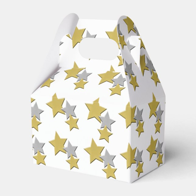 Scattered Gold and Silver Stars Favour Box (Back Side)