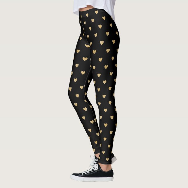 Scattered Gold Hearts Leggings (Left)
