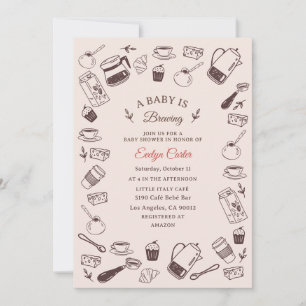 Scattered Hand-Drawn Café Baby Shower Invitation