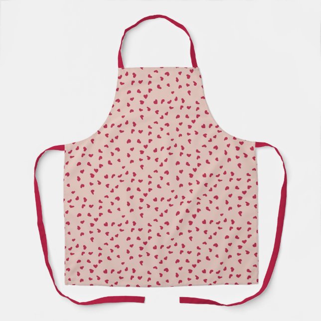 Scattered Heart Doodles Peach Valentine's Day Apron (Front)