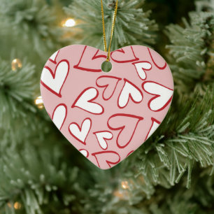 Scattered Hearts Ceramic Ornament