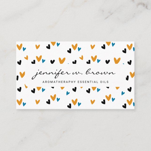 Scattered Hearts Confetti Business Card (Front)