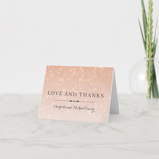Scattered Hearts Dusty Rose Modern Thank You Card (Front)