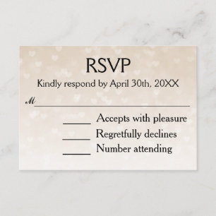 Scattered Hearts Light Taupe Ombre Wedding RSVP Card