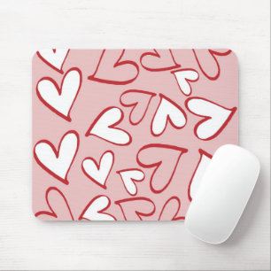 Scattered Hearts Pattern Mouse Pad