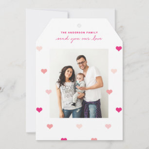 Scattered hearts Valentine's day photo card