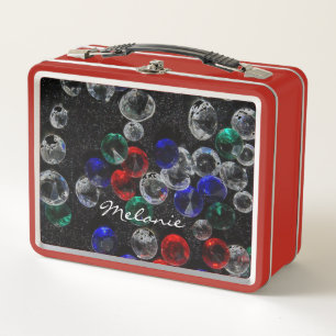 Scattered Jewels and Gemstones Personalised Metal  Metal Lunch Box