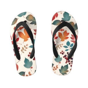 Scattered Leaves and Berries Kid's Thongs