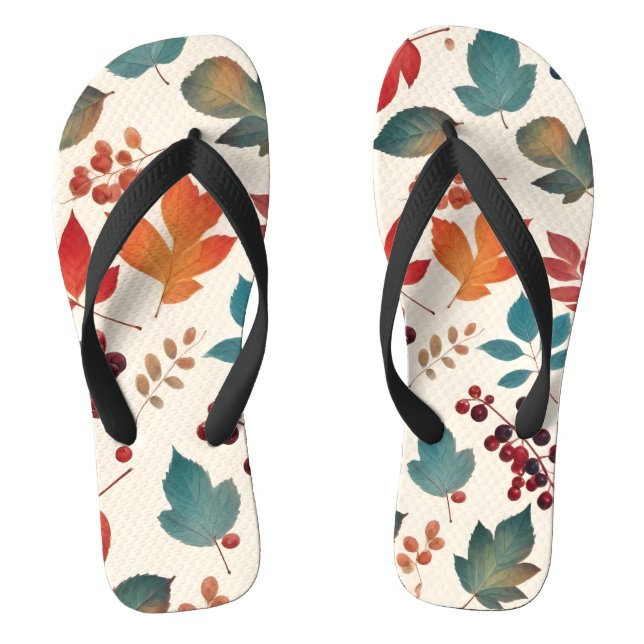 Scattered Leaves and Berries Thongs (Footbed)