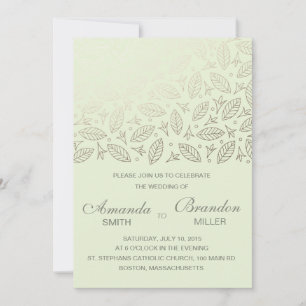 Scattered Leaves Faux Foil Wedding Invitation-Coal Invitation