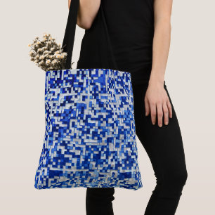Scattered many small squares, shades of blue white tote bag